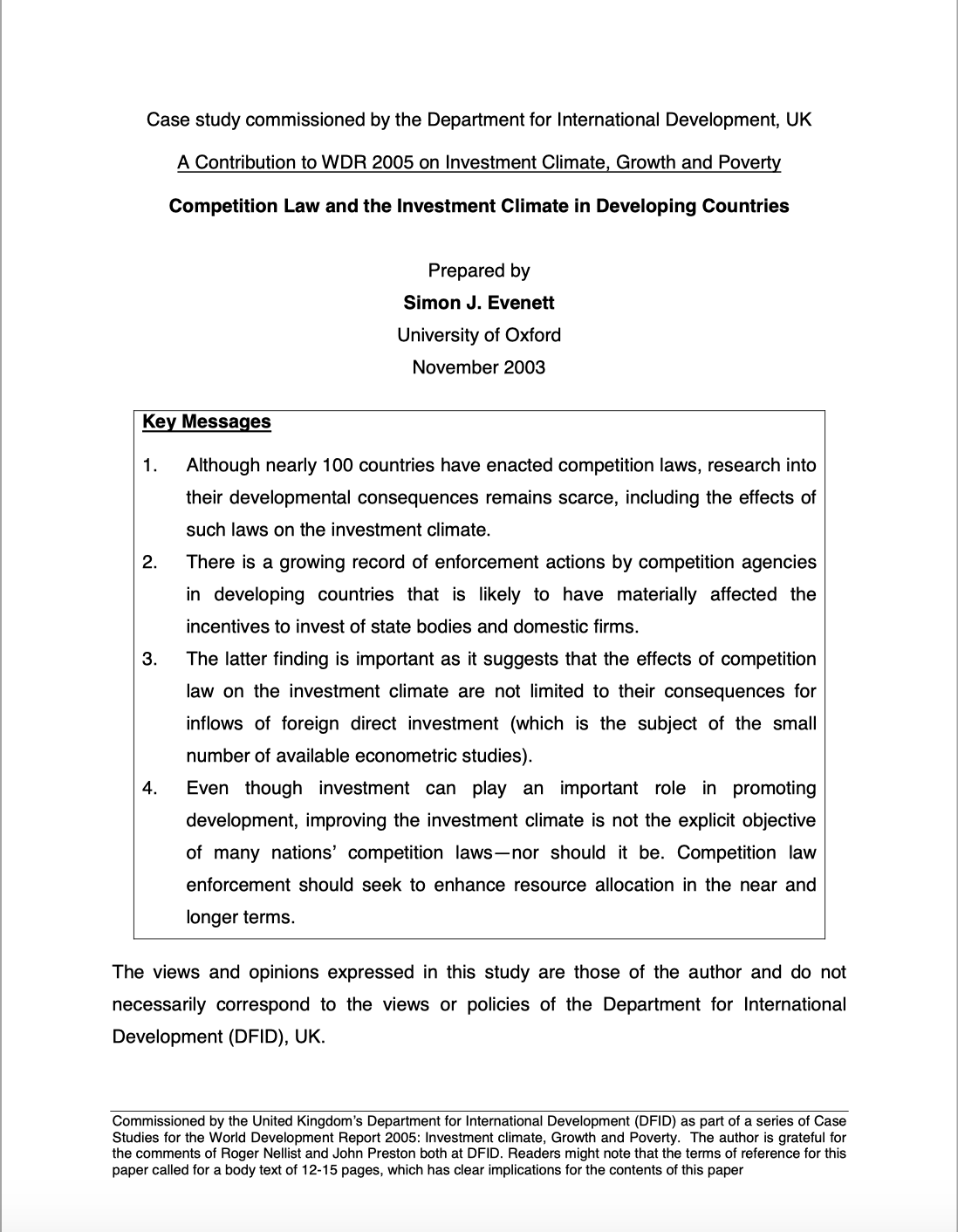 Competition Law And The Investment Climate In Developing Countries